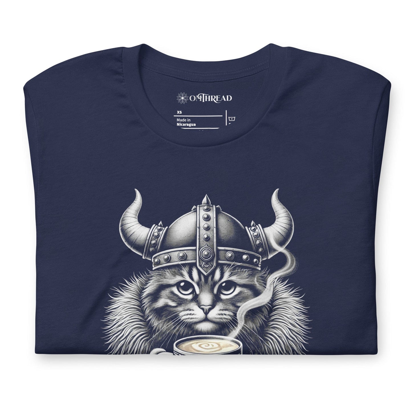 OMTHREAD A Battle Is Brewing Viking Cat T-Shirt | Funny Coffee Lover Tee