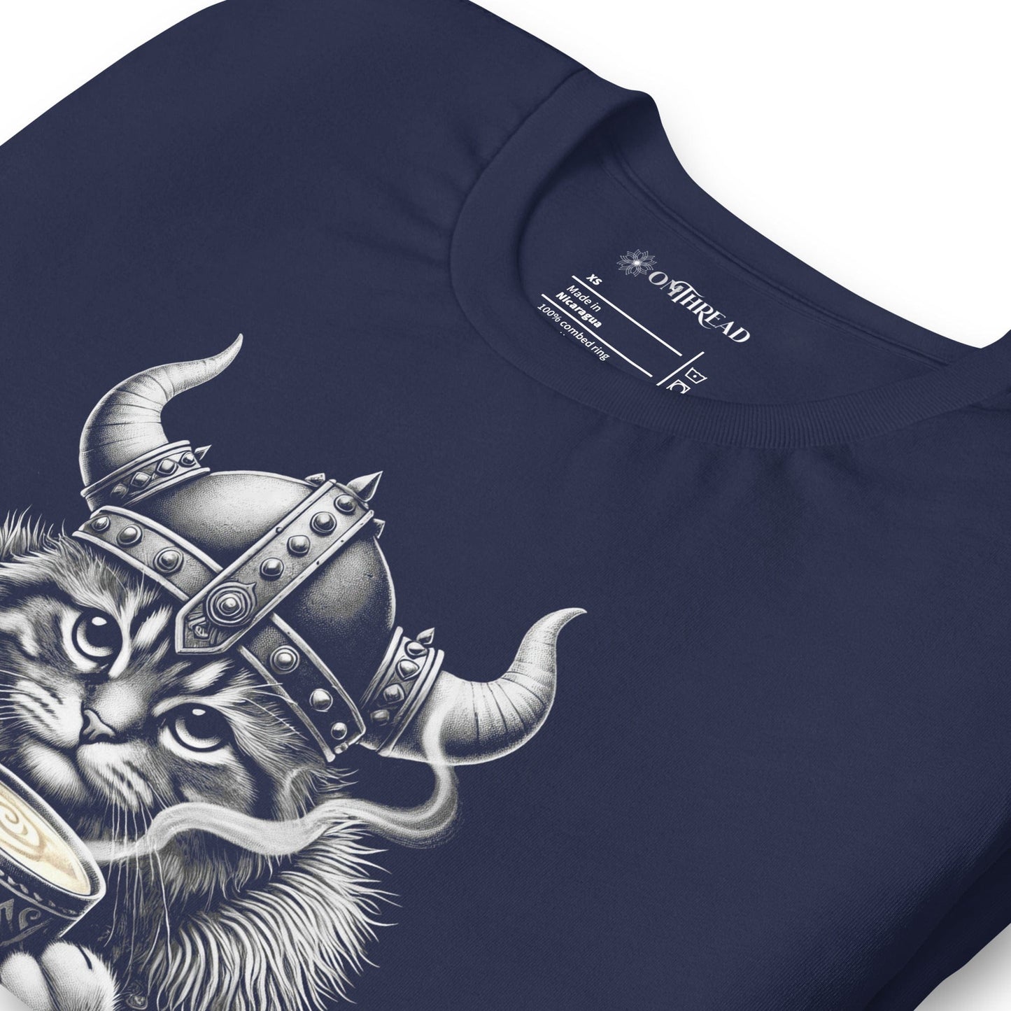 OMTHREAD A Battle Is Brewing Viking Cat T-Shirt | Funny Coffee Lover Tee