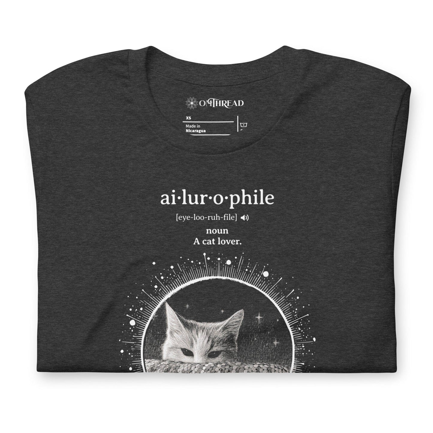 OMTHREAD Ailurophile Cat Lover T-Shirt | Funny Loch Ness-Inspired Cat Tee | OMThread Exclusive