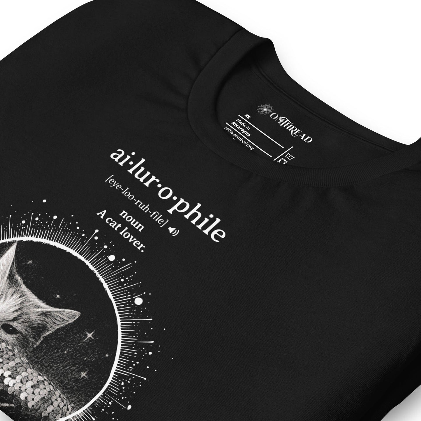 OMTHREAD Ailurophile Cat Lover T-Shirt | Funny Loch Ness-Inspired Cat Tee | OMThread Exclusive