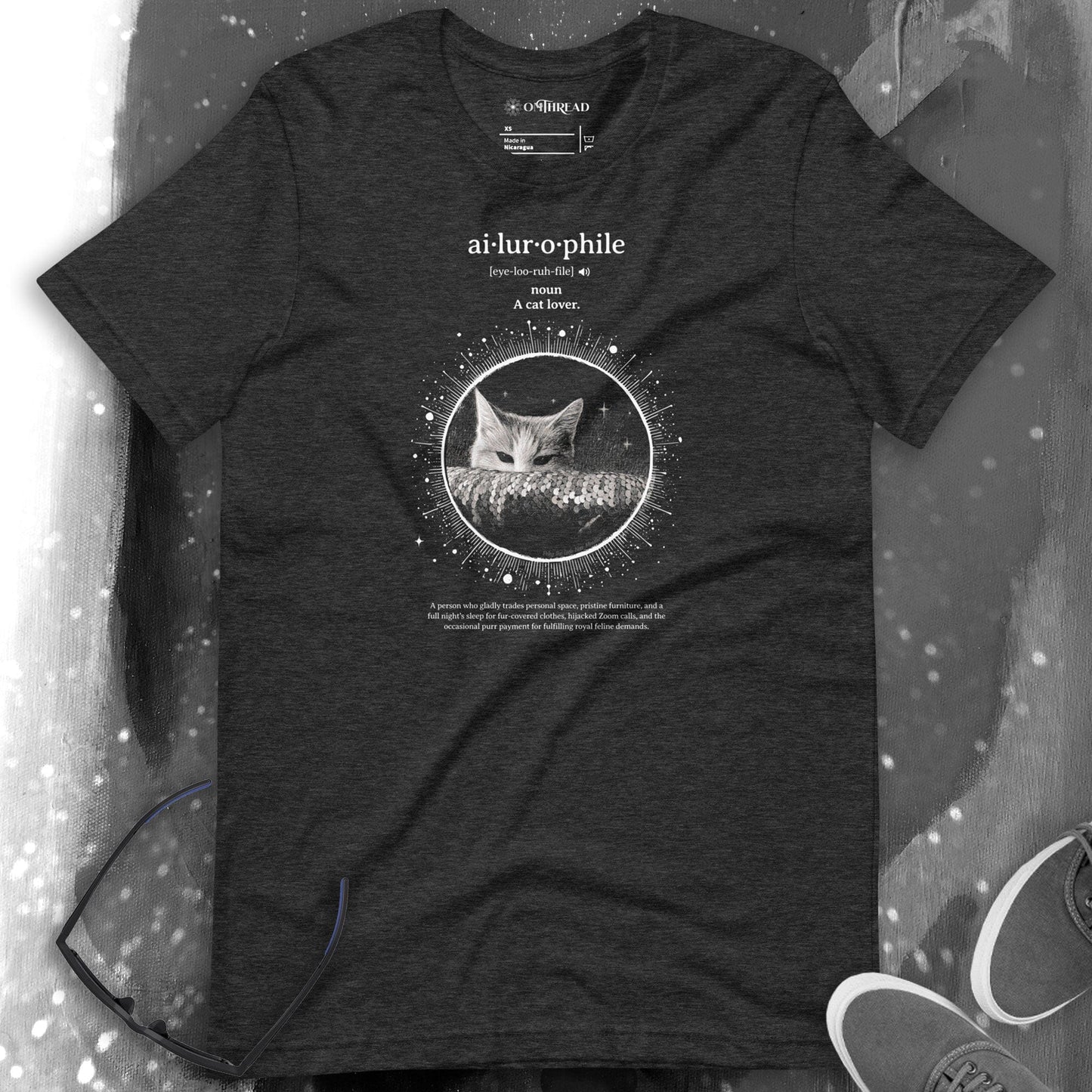 OMTHREAD Ailurophile Cat Lover T-Shirt | Funny Loch Ness-Inspired Cat Tee | OMThread Exclusive