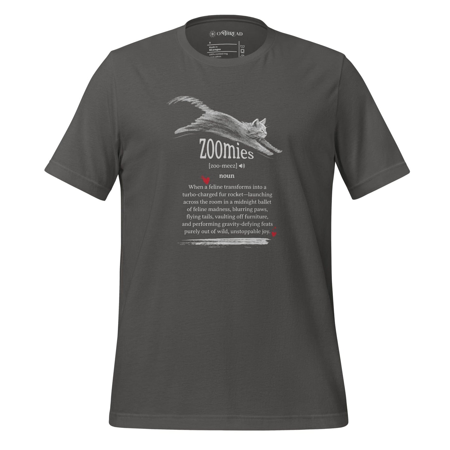 OMTHREAD Asphalt / S Zoomies Definition Cat T-Shirt, Funny Zoomies Cat Shirt, Gift for Cat Lovers, Cute Cat Tee