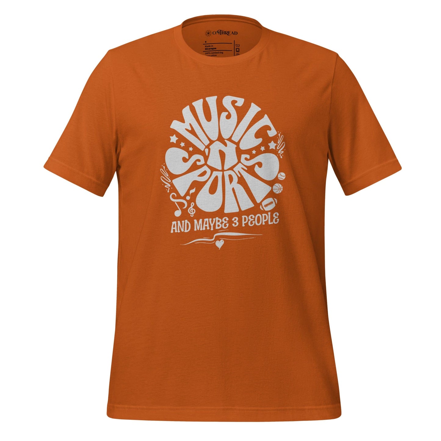 OMTHREAD Autumn / S Music 'N Sports T-Shirt | Fun Introvert Tee | Humorous Gift for Music and Sports Lovers