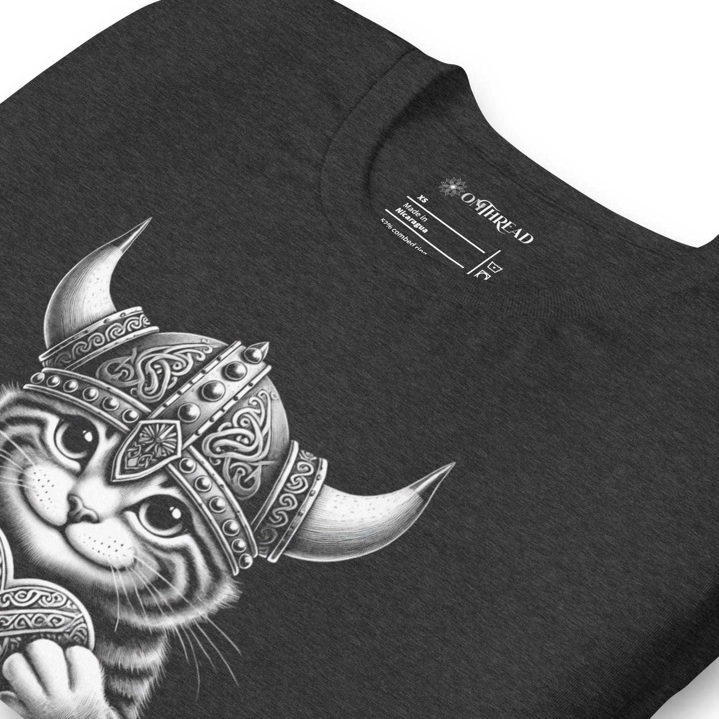 OMTHREAD Be My Valentine Viking Cat T-Shirt | Funny Norse Love Graphic Tee