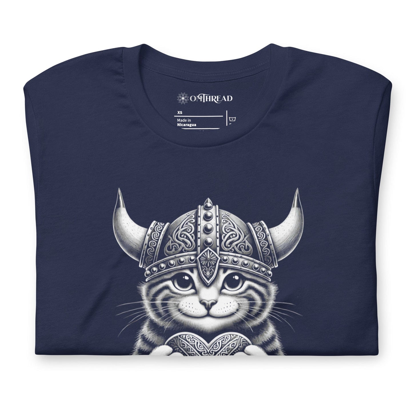 OMTHREAD Be My Valentine Viking Cat T-Shirt | Funny Norse Love Graphic Tee