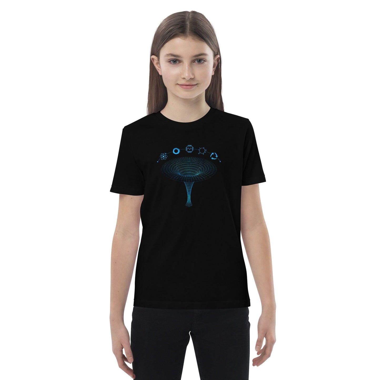 OMTHREAD Black / 3-4 QMM Blue Print Organic Cotton Kids T-Shirt