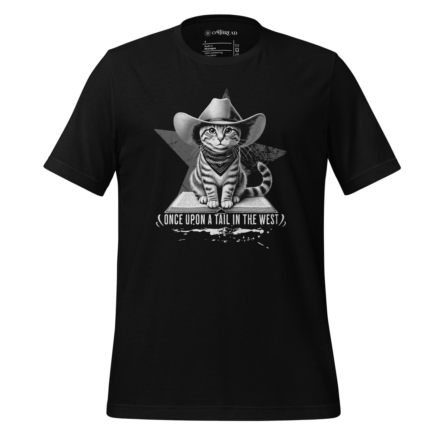 OMTHREAD Black / S Once Upon a Tail in the West Cat T-Shirt, Cowboy Cat Shirt, Funny Western Cat Tee, Gift for Cat Lovers