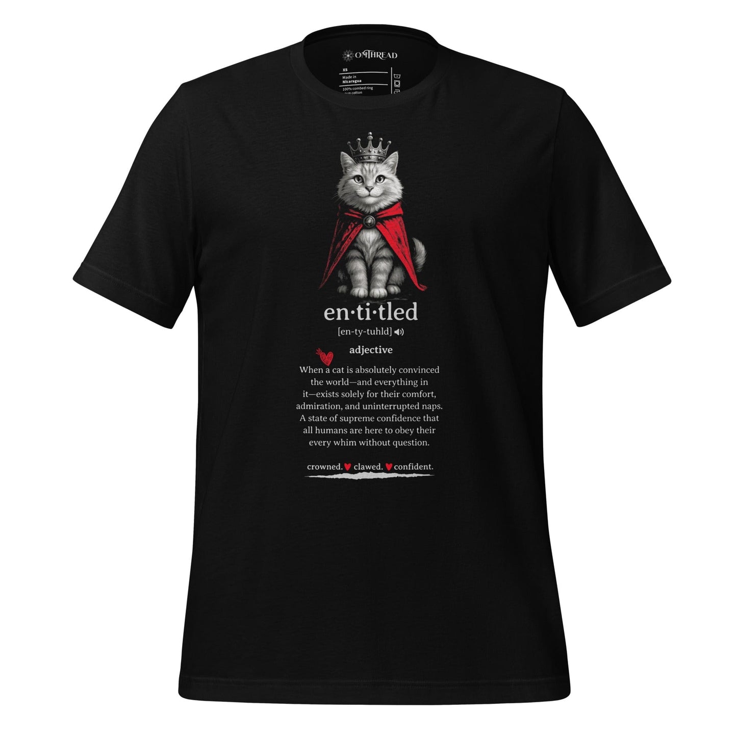 OMTHREAD Black / XS Entitled Royal Cat Definition T-Shirt, Funny Crowned Cat Shirt, Gift for Cat Lovers