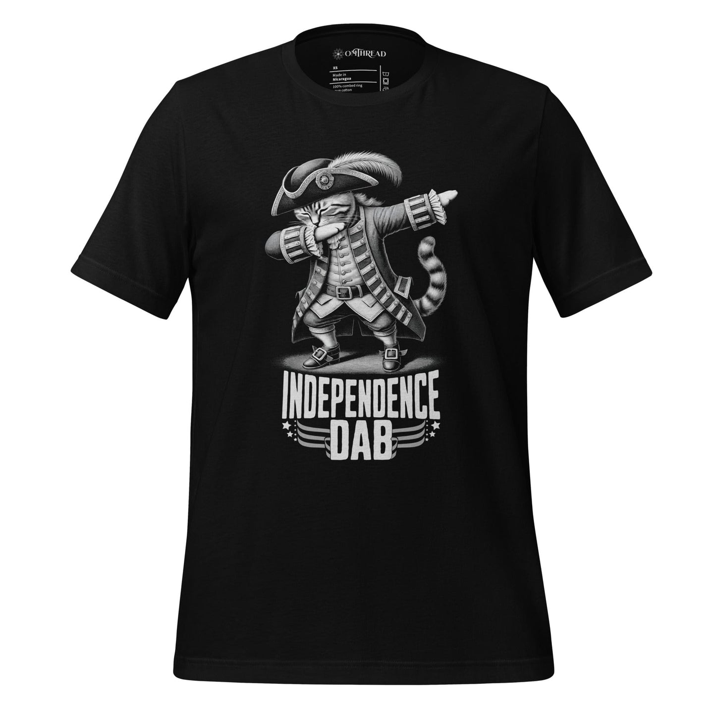OMTHREAD Black / XS Independence Dab Cat T-Shirt for Fourth of July and Patriots