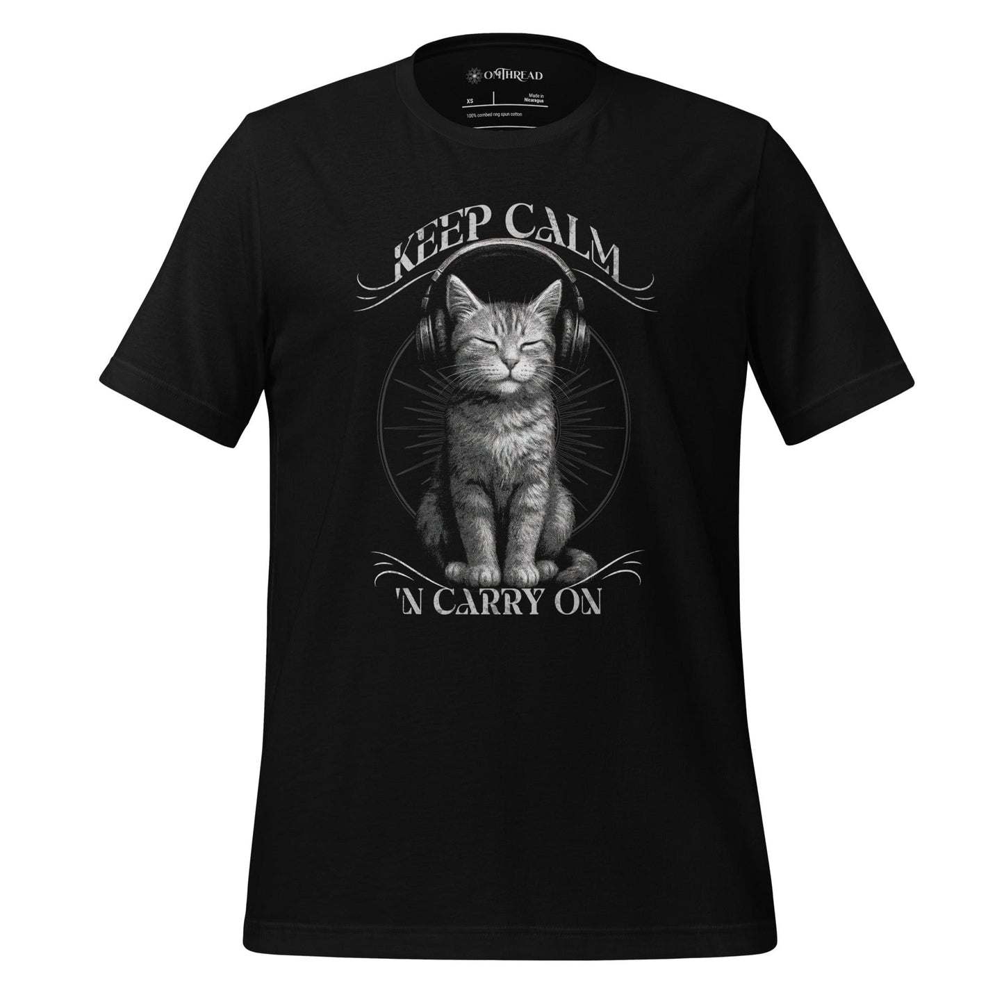 OMTHREAD Black / XS Keep Calm 'N Carry On Zen Cat Lover Shirt