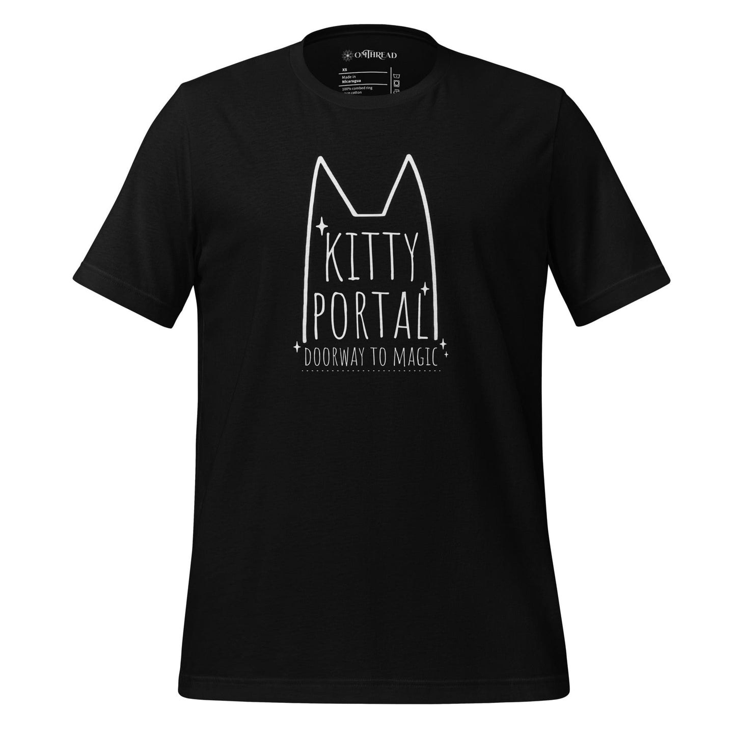 OMTHREAD Black / XS Kitty Portal T-Shirt | Magic Cat Lover Tee | Minimalist Cat Shirt