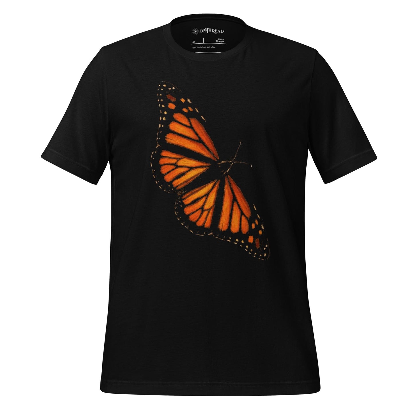 OMTHREAD Black / XS Monarch Butterfly T Shirt Nature Conservation Tee for Butterfly Lovers