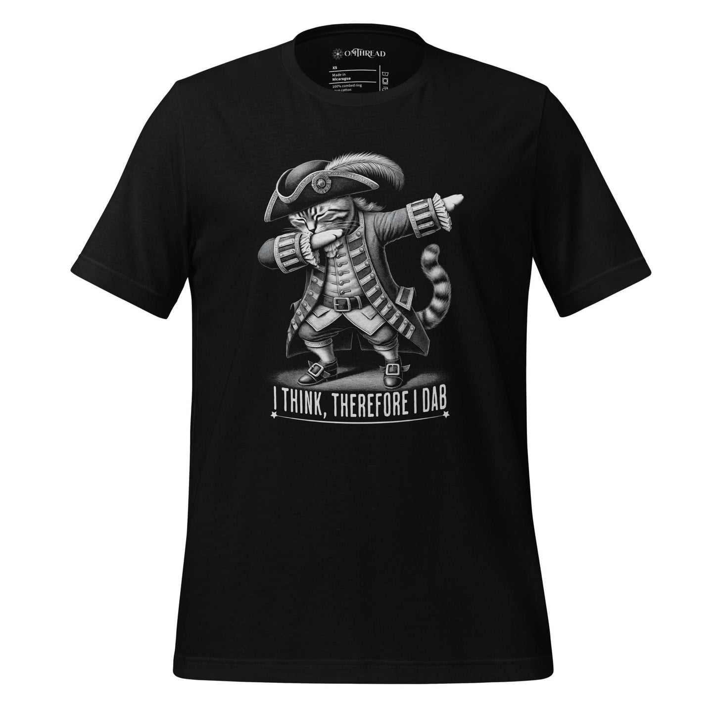 OMTHREAD Black / XS Philosopher Dab Cat T-Shirt | I Think Therefore I Dab Funny Tee