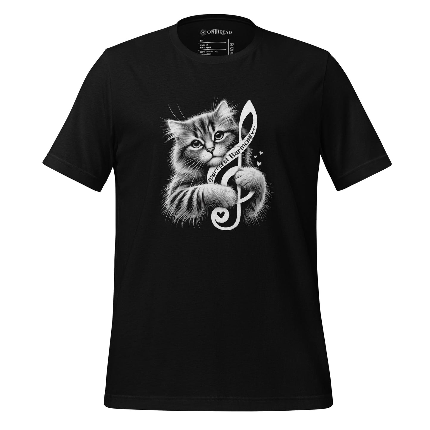 OMTHREAD Black / XS Purrfect Harmony Cat T-Shirt | Musical Cat Lover Tee