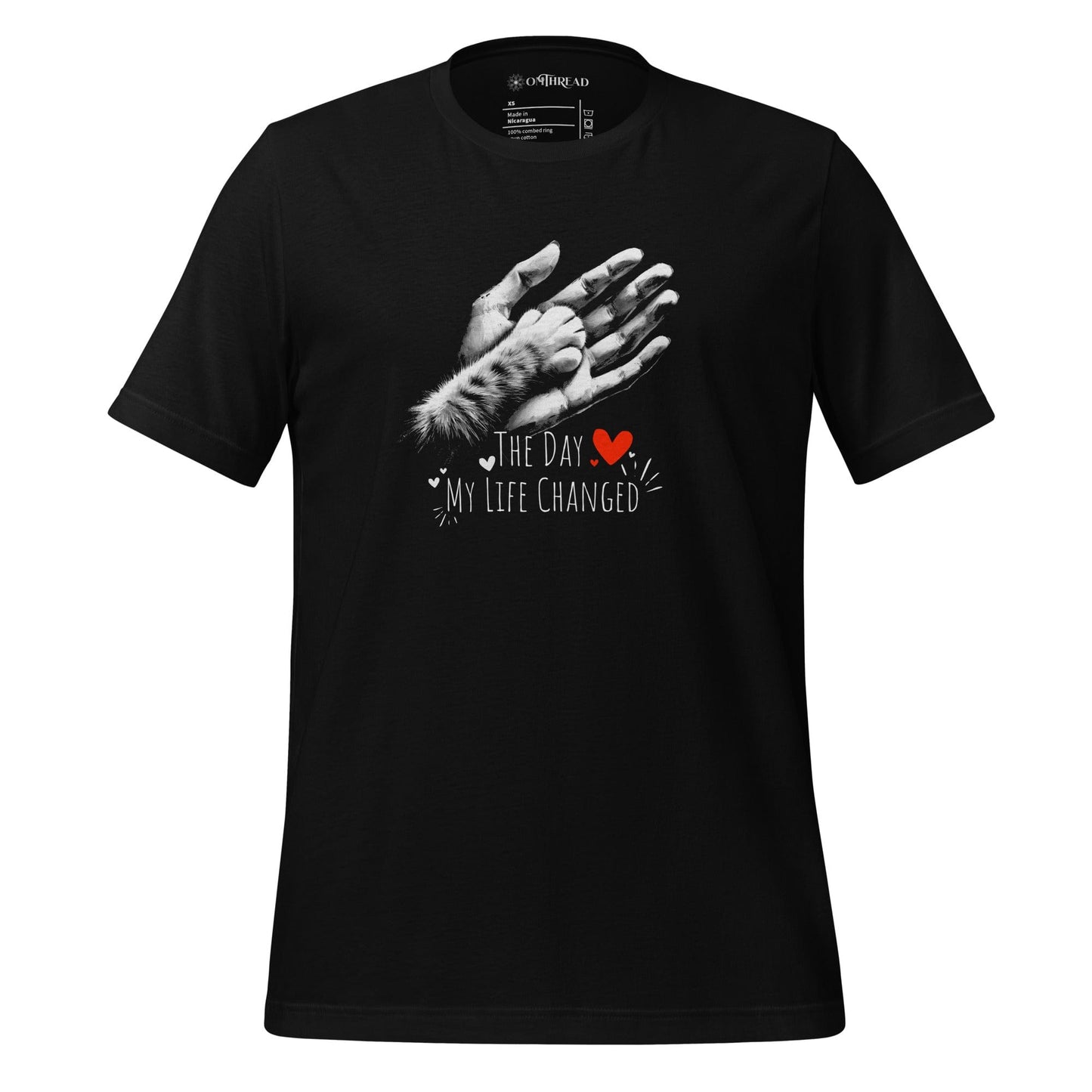 OMTHREAD Black / XS The Day My Life Changed T-Shirt | Heartfelt Cat Lover Design