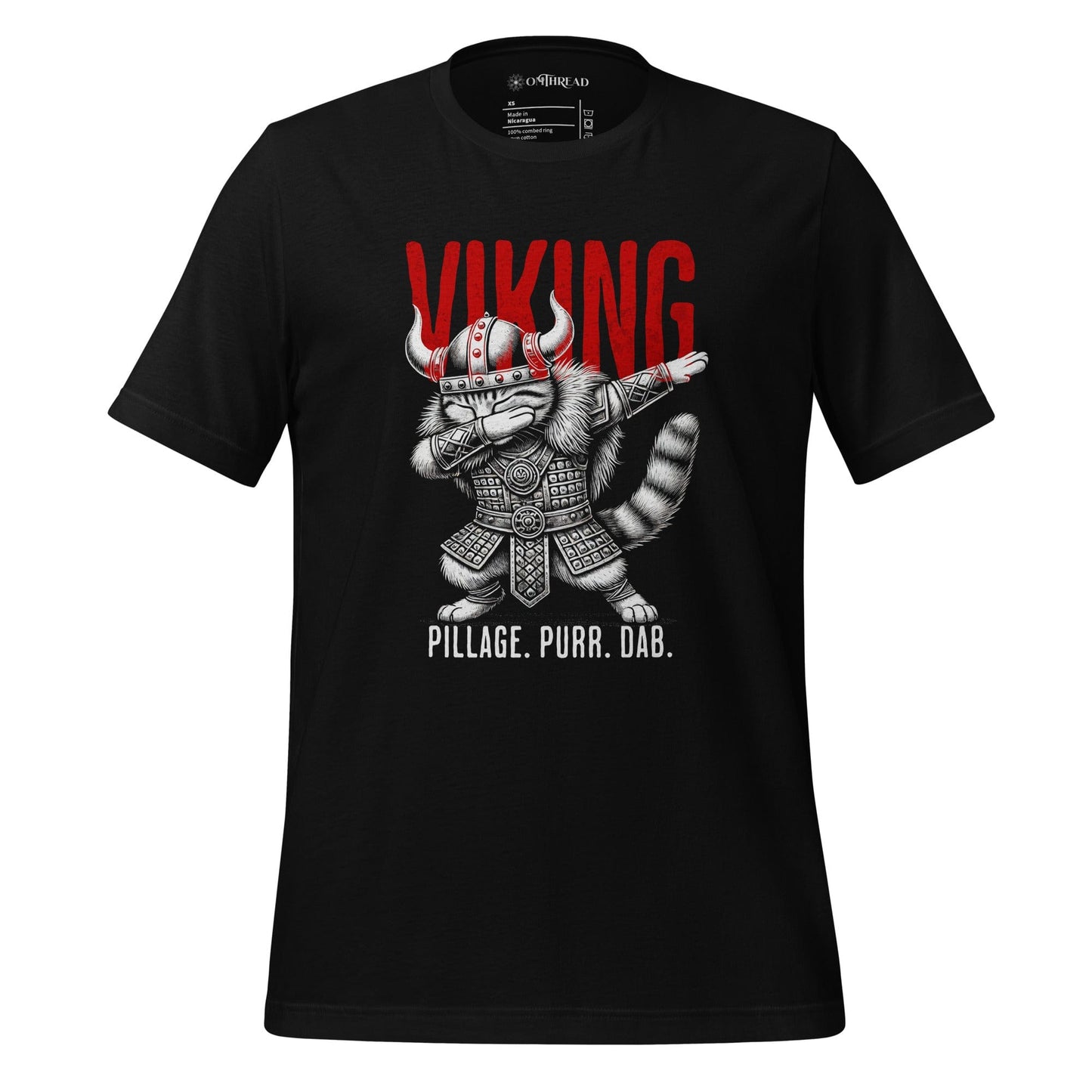 OMTHREAD Black / XS Viking Dab Cat T-Shirt | Funny Pillage Purr Dab Graphic Tee