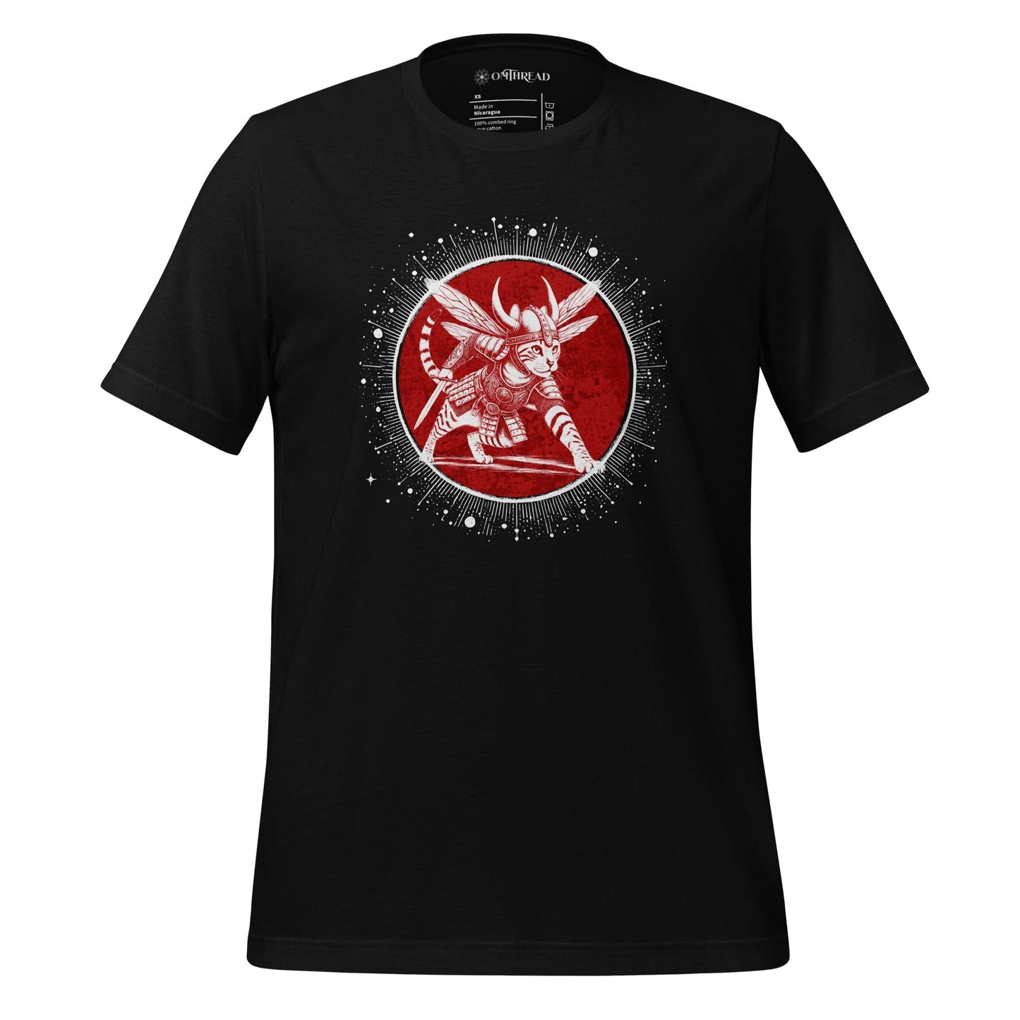OMTHREAD Black / XS Viking Warrior Cat T-Shirt | Norse Mythology-Inspired Graphic Tee