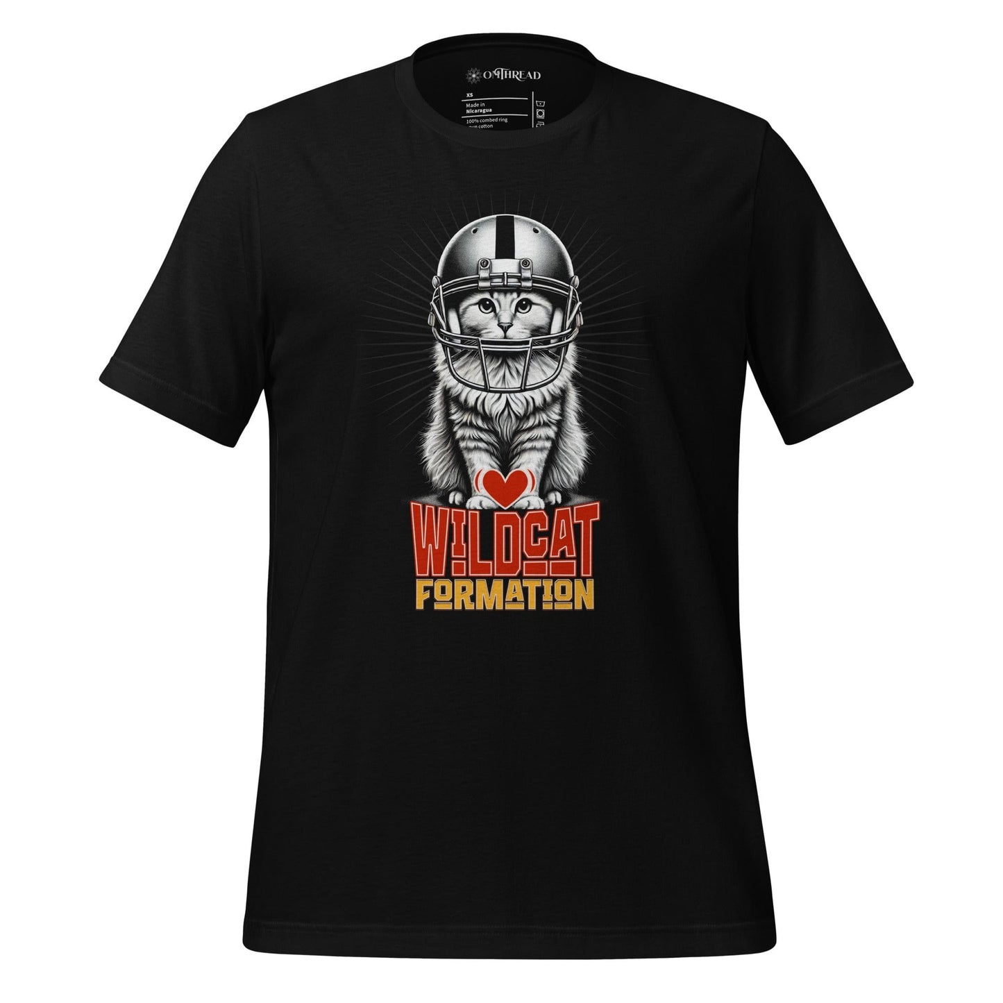 OMTHREAD Black / XS Wildcat Formation Cat T-Shirt | Funny Football Cat Graphic Tee