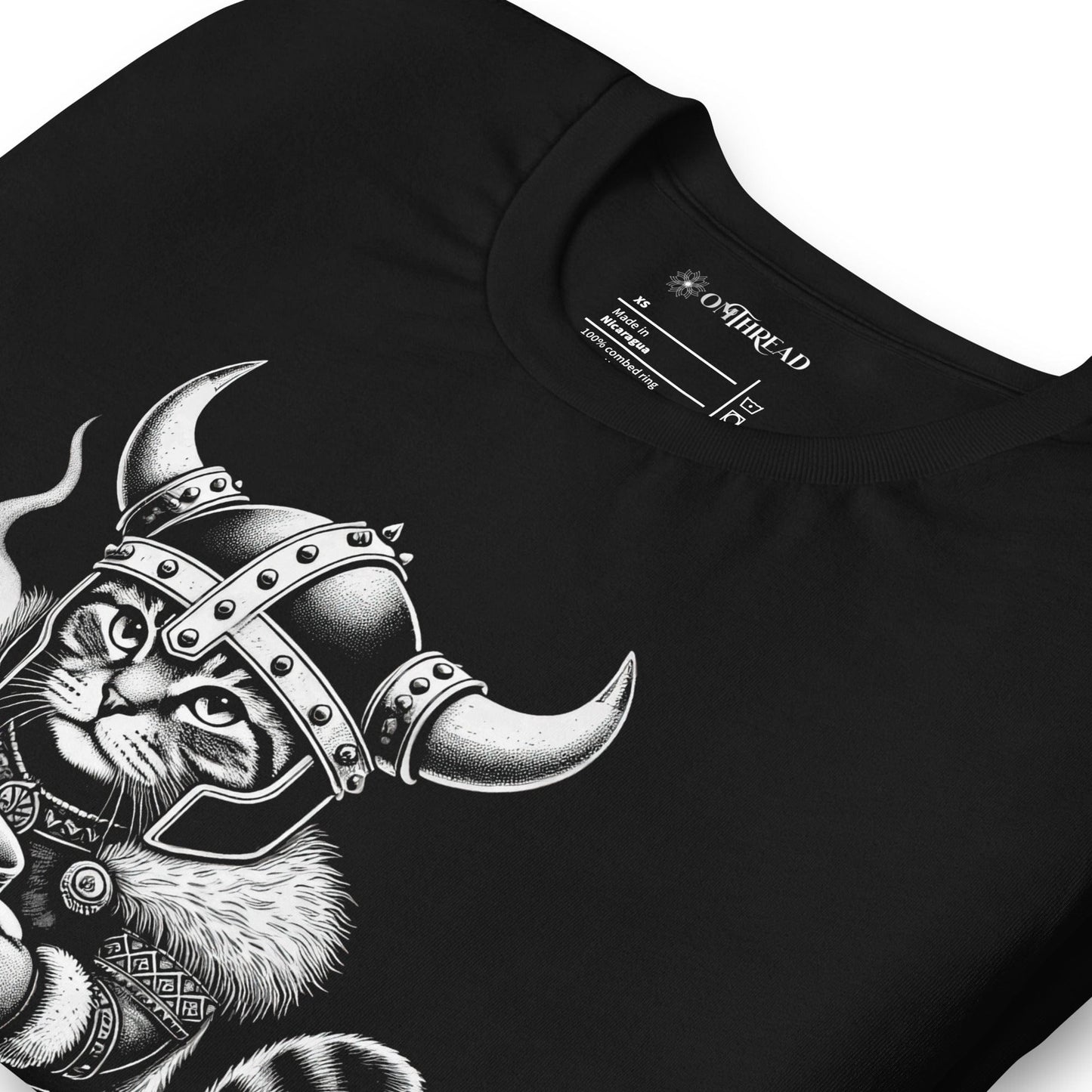 OMTHREAD Brewtality Viking Cat T-Shirt | Funny Coffee Lover Graphic Tee