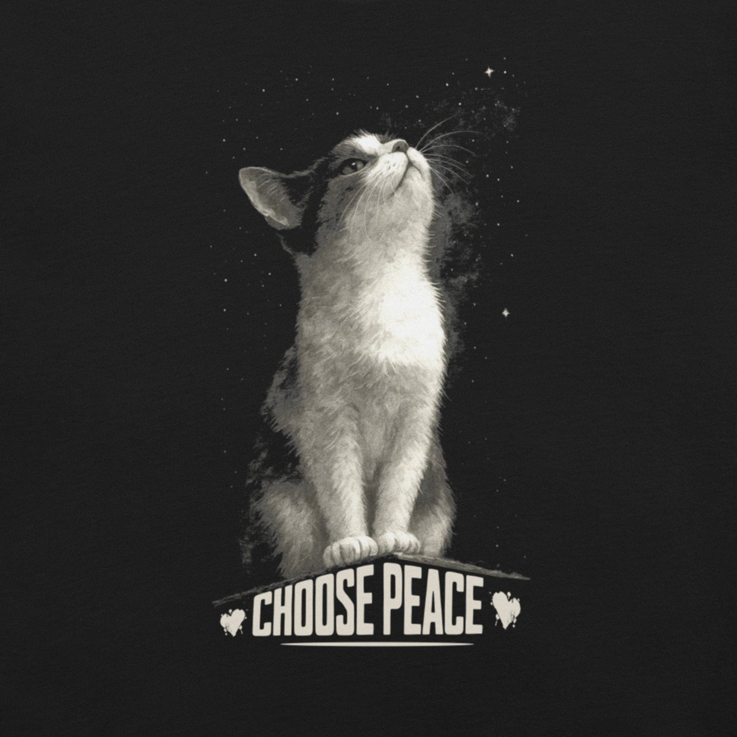 OMTHREAD Choose Peace Cat T-Shirt, Inspirational Cat Shirt, Positive Gift for Cat Lovers