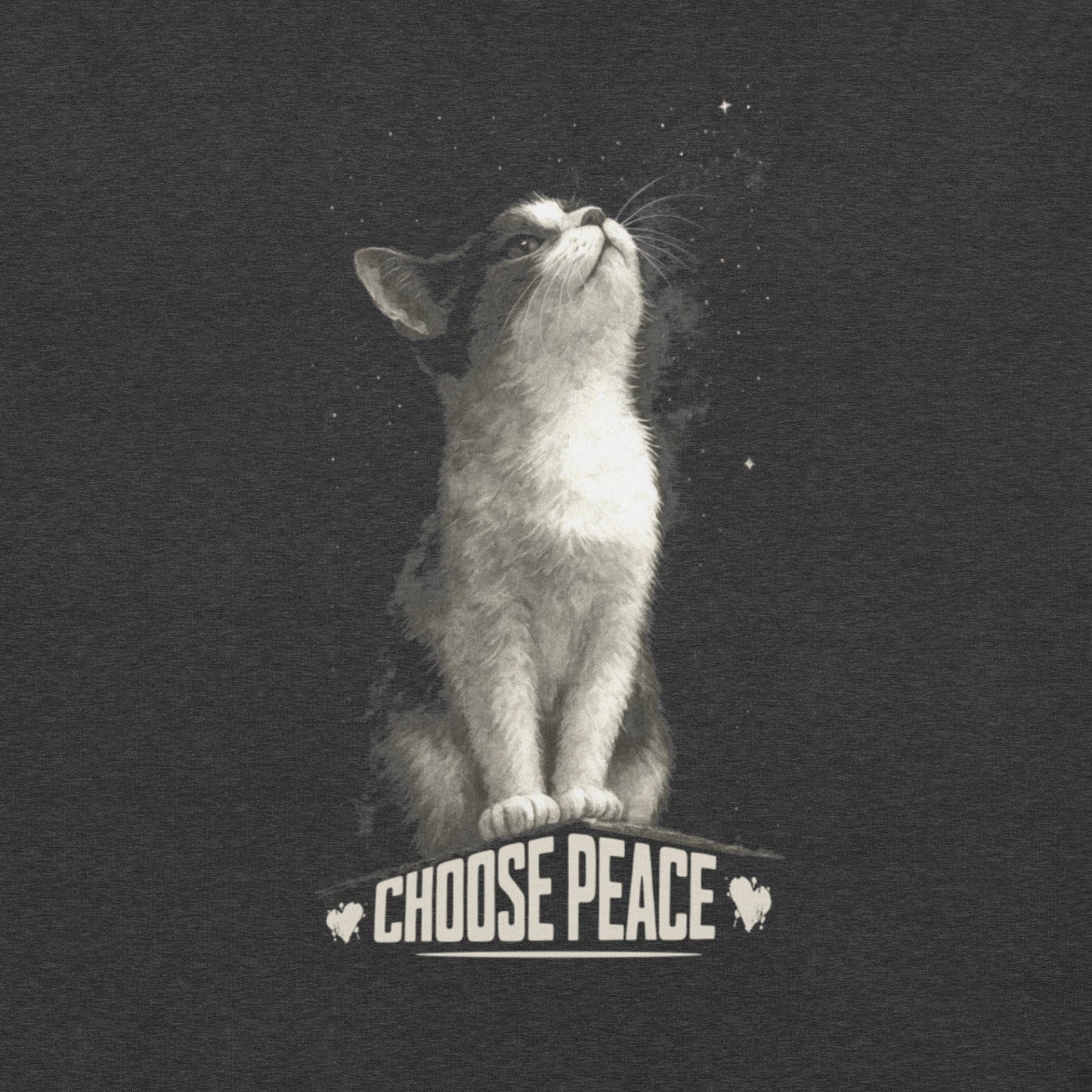OMTHREAD Choose Peace Cat T-Shirt, Inspirational Cat Shirt, Positive Gift for Cat Lovers
