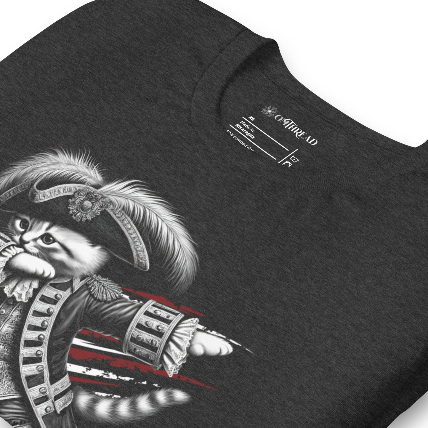 OMTHREAD Colonial Dab Kitten T-Shirt | Funny Historical Feline Graphic Tee
