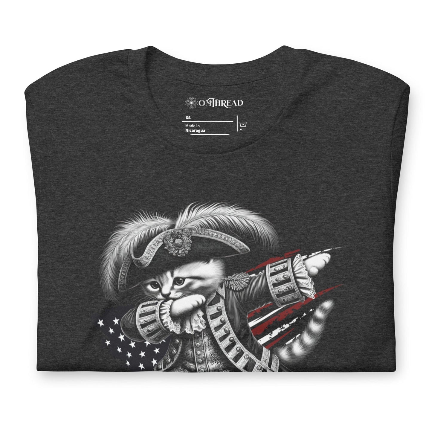 OMTHREAD Colonial Dab Kitten T-Shirt | Funny Historical Feline Graphic Tee