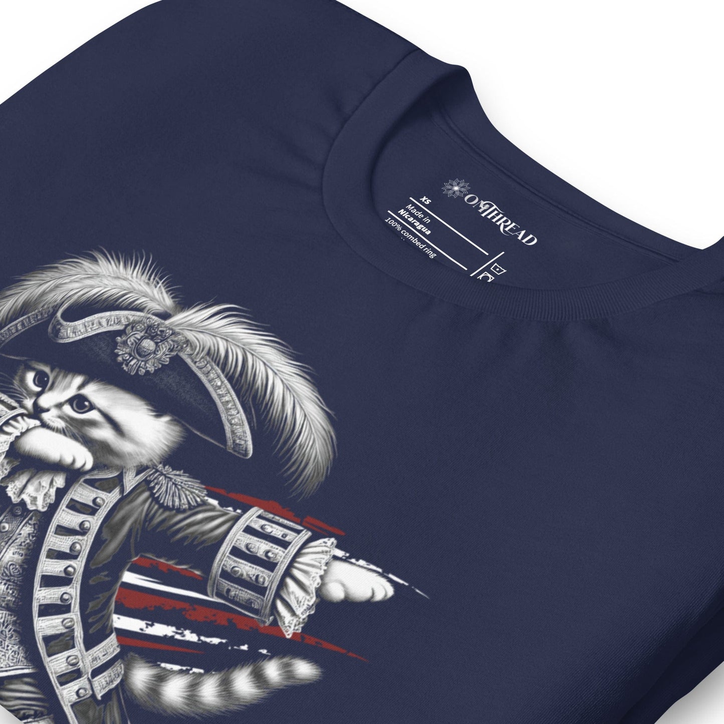OMTHREAD Colonial Dab Kitten T-Shirt | Funny Historical Feline Graphic Tee