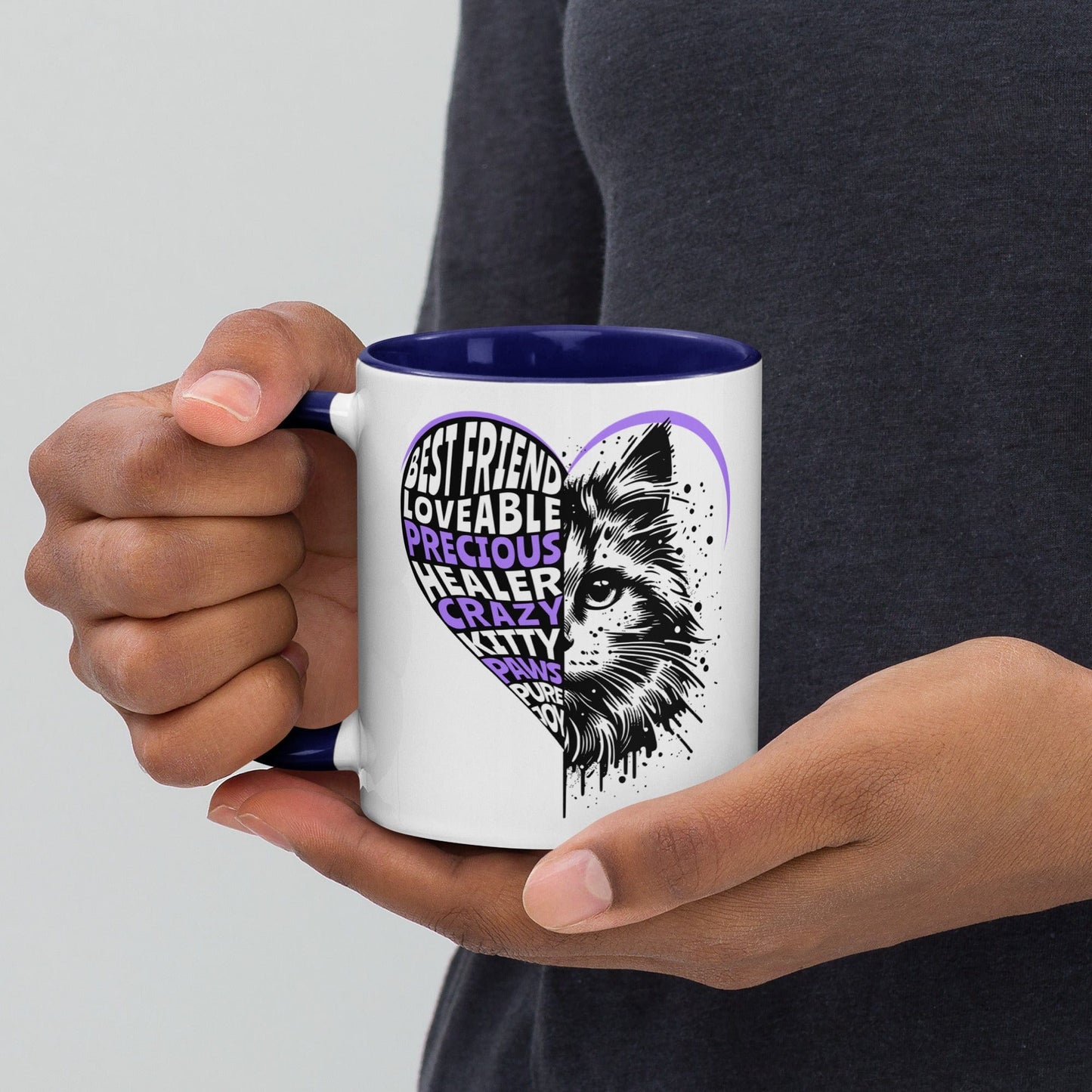 OMTHREAD Dark Blue / 11 oz Best Friend Kitty: Emotional Support and Healing - Mug with Color Inside