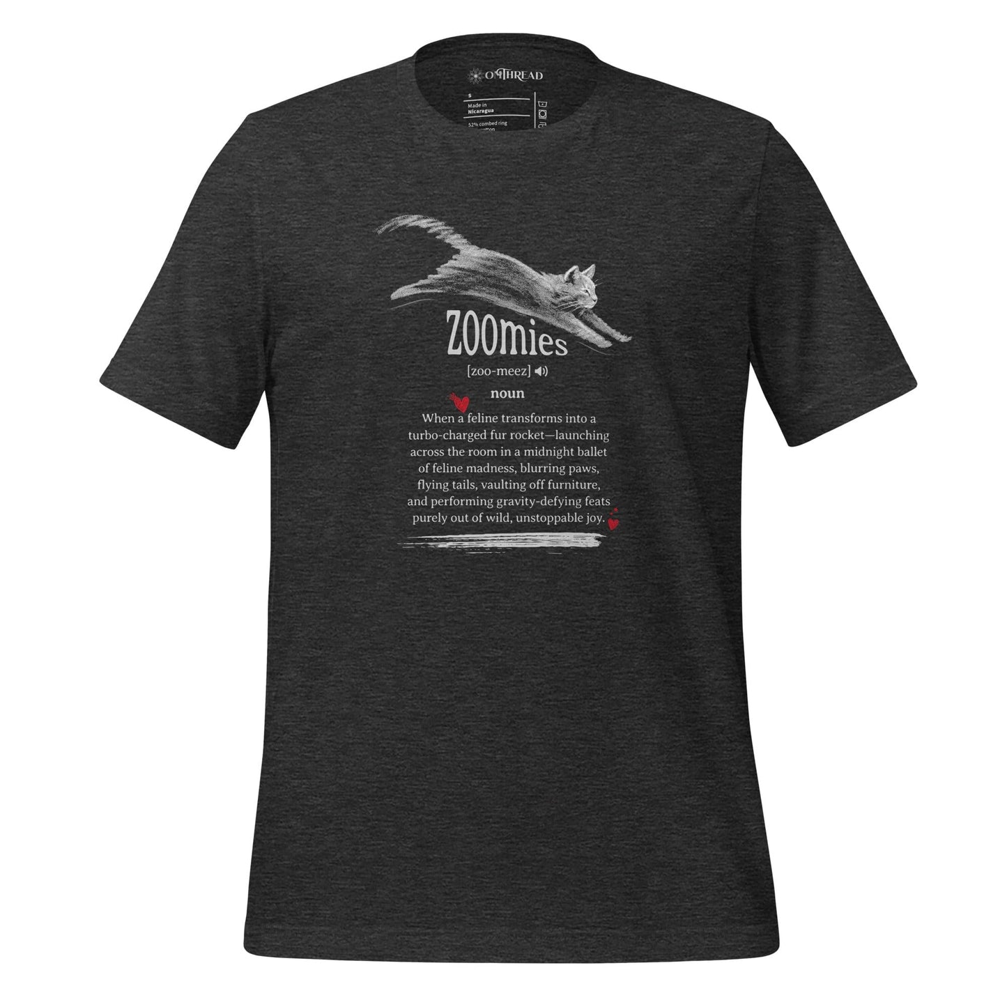 OMTHREAD Dark Grey Heather / S Zoomies Definition Cat T-Shirt, Funny Zoomies Cat Shirt, Gift for Cat Lovers, Cute Cat Tee