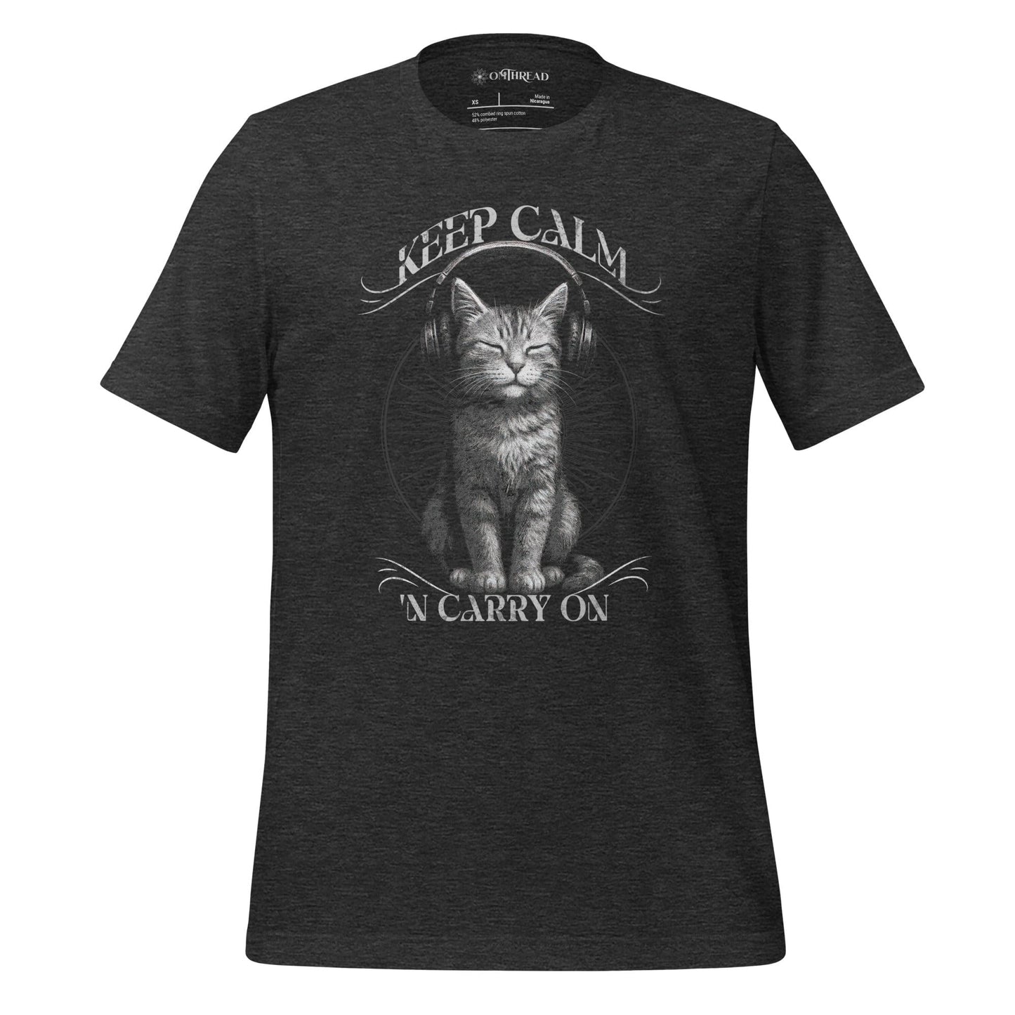 OMTHREAD Dark Grey Heather / XS Keep Calm 'N Carry On Zen Cat Lover Shirt