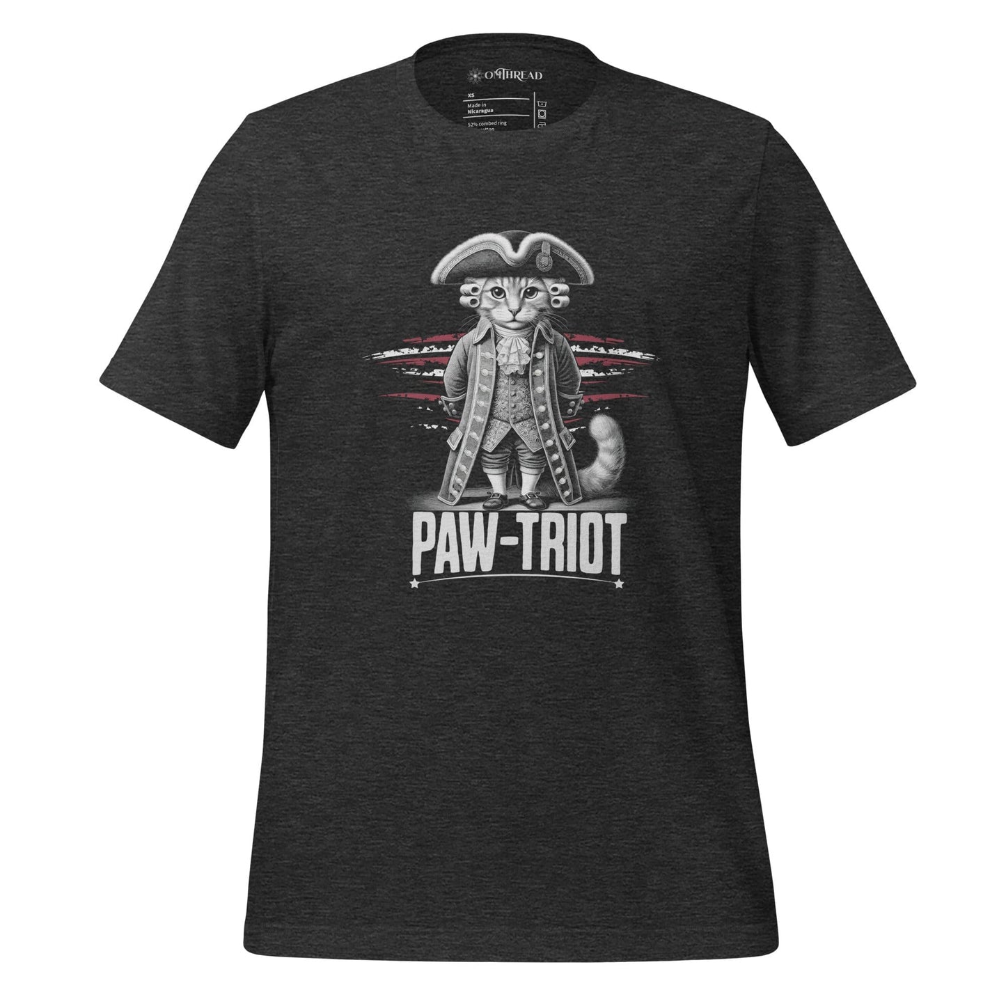 OMTHREAD Dark Grey Heather / XS Paw-triot Cat T-Shirt | Funny Patriotic Feline Graphic Tee