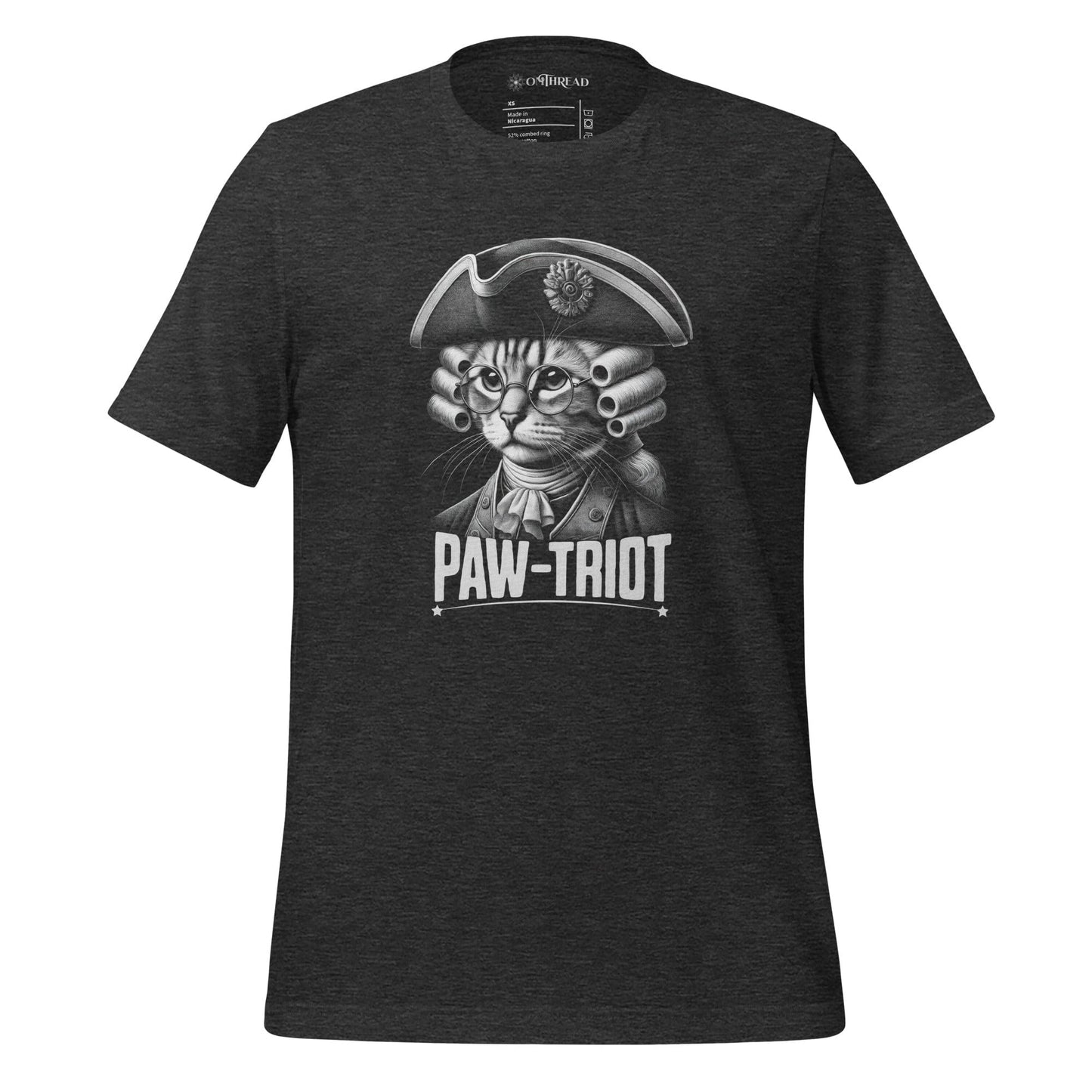 OMTHREAD Dark Grey Heather / XS Paw-triot Cat T-Shirt | Patriotic Cat Shirt | Funny Independence Day Tee