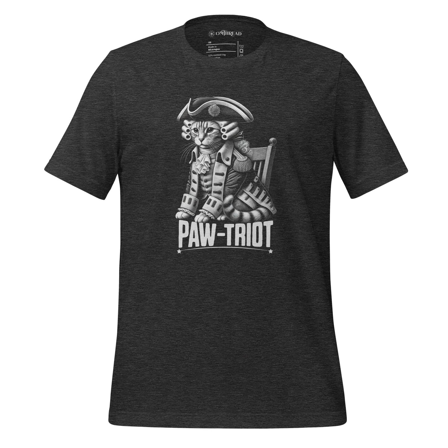 OMTHREAD Dark Grey Heather / XS Paw-triot Cat T-Shirt | Patriotic Cat Tee | Independence Day Cat Shirt