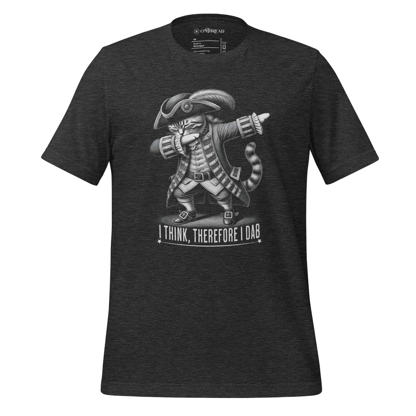 OMTHREAD Dark Grey Heather / XS Philosopher Dab Cat T-Shirt | I Think Therefore I Dab Funny Tee