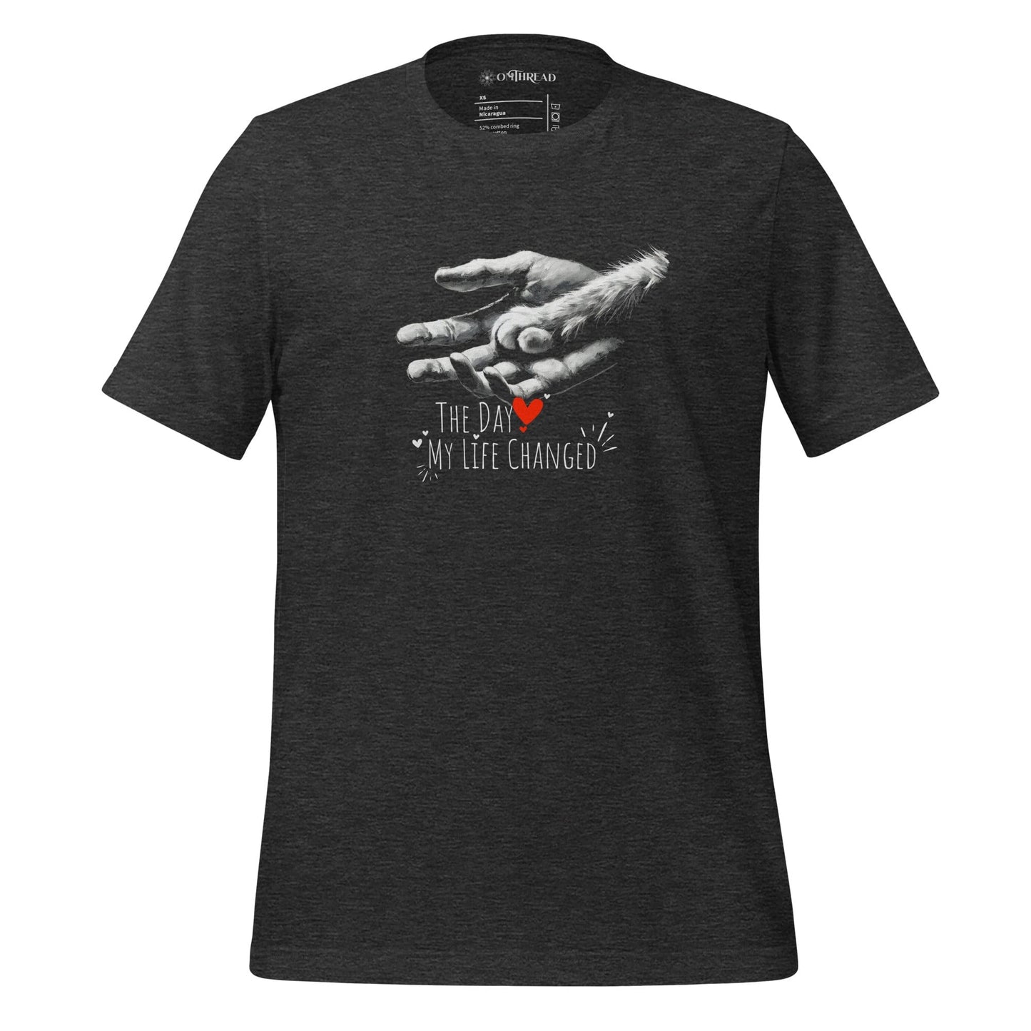 OMTHREAD Dark Grey Heather / XS The Day My Life Changed Cat Lover T-Shirt | Heartwarming Pet Owner Tee
