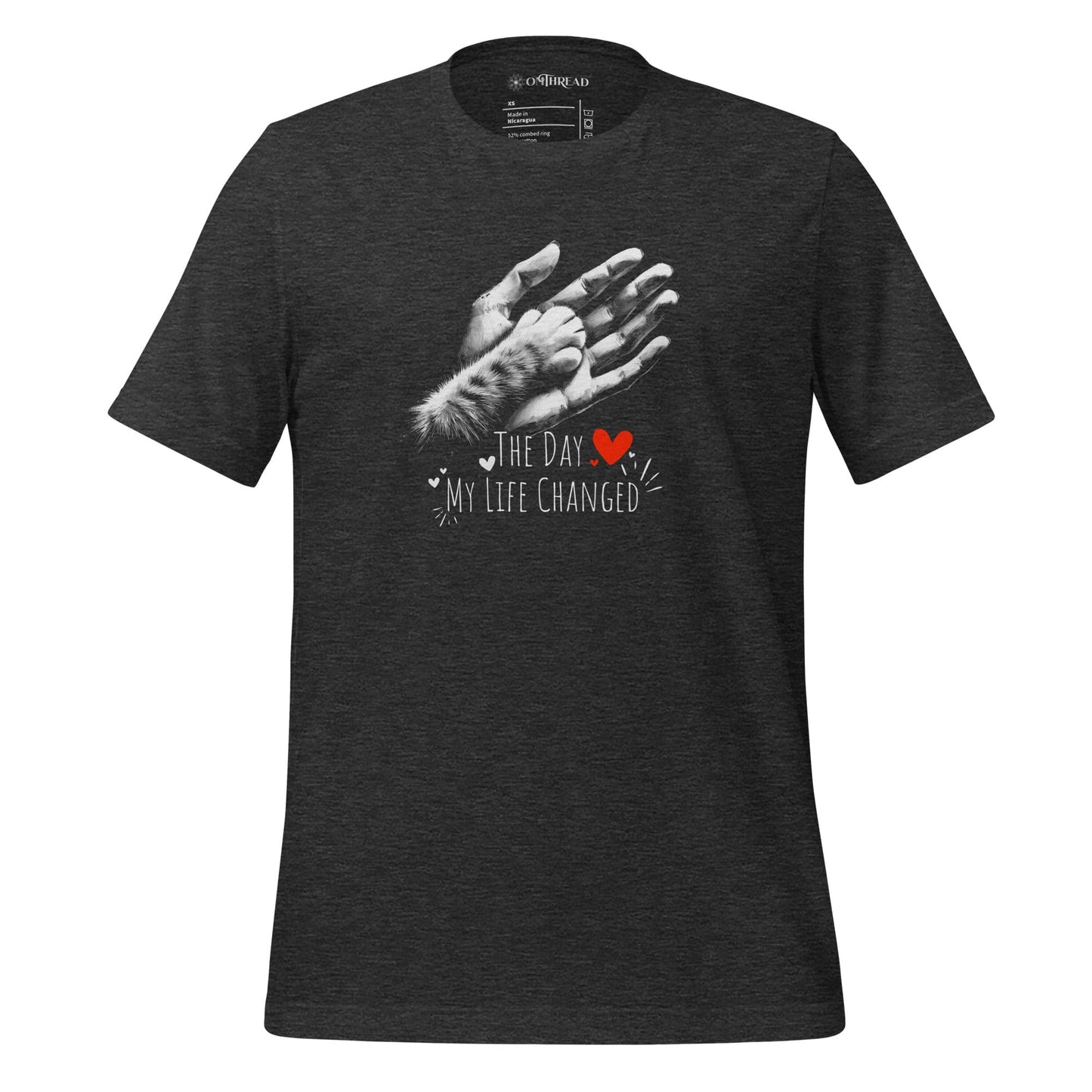 OMTHREAD Dark Grey Heather / XS The Day My Life Changed T-Shirt | Heartfelt Cat Lover Design