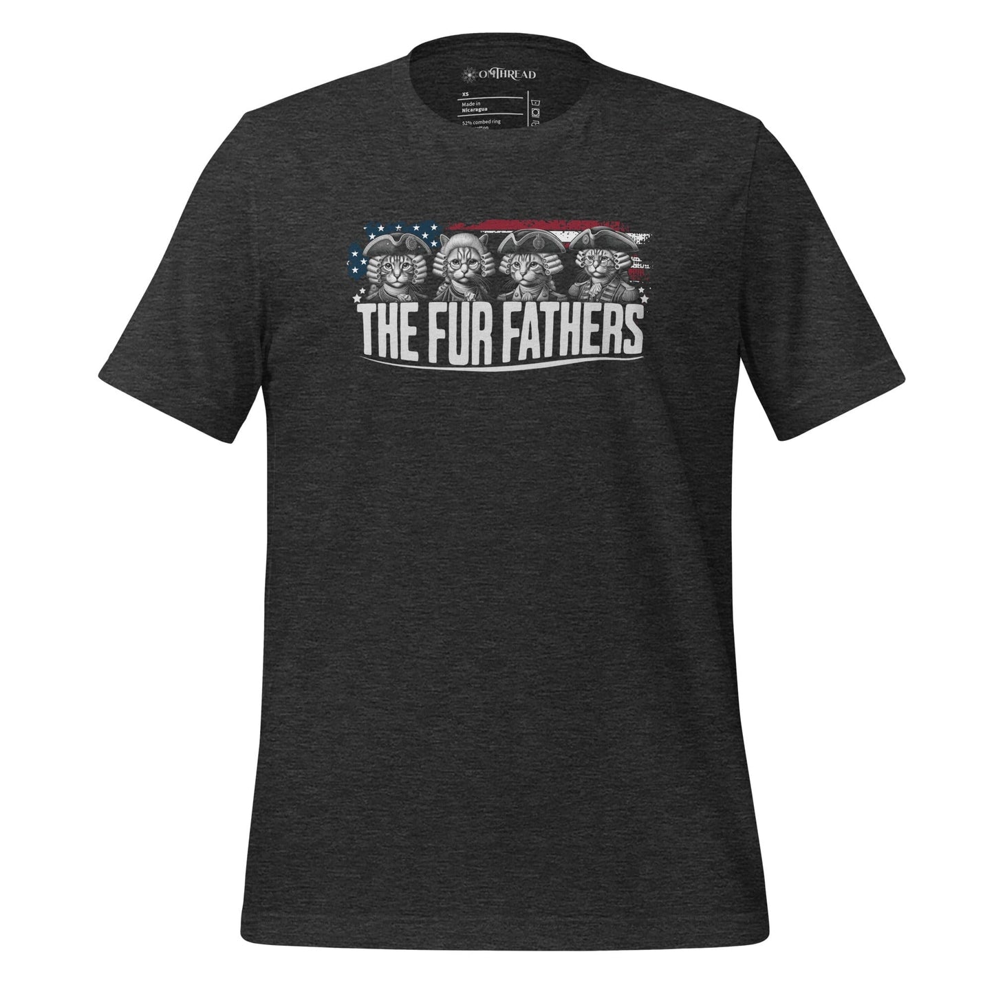 OMTHREAD Dark Grey Heather / XS The Fur Fathers Cat T-Shirt | Funny Patriotic Cat Tee | Founding Cats
