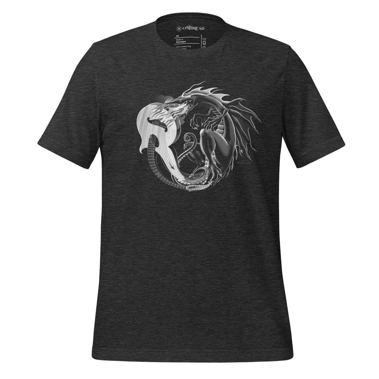 OMTHREAD Dark Grey Heather / XS Wood Dragon Unisex Tee - Dave Titus Illustration