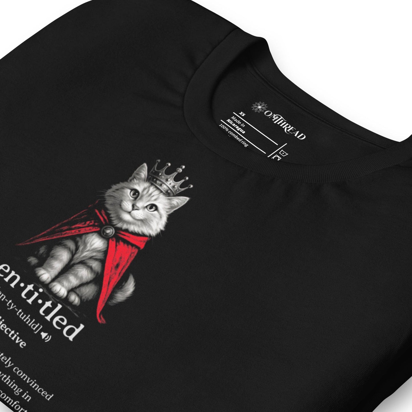 OMTHREAD Entitled Royal Cat Definition T-Shirt, Funny Crowned Cat Shirt, Gift for Cat Lovers