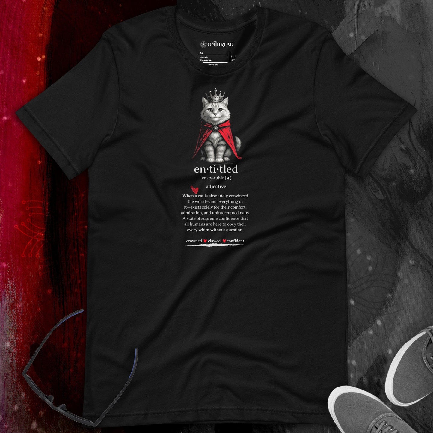 OMTHREAD Entitled Royal Cat Definition T-Shirt, Funny Crowned Cat Shirt, Gift for Cat Lovers