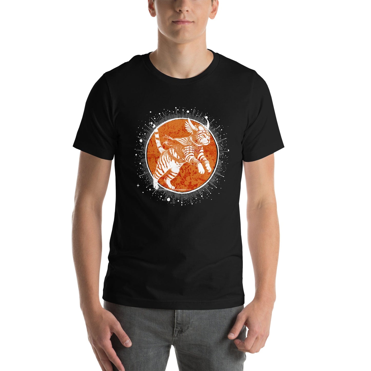 OMTHREAD Epic Warrior Cat T-Shirt | Norse Mythology-Inspired Graphic Tee