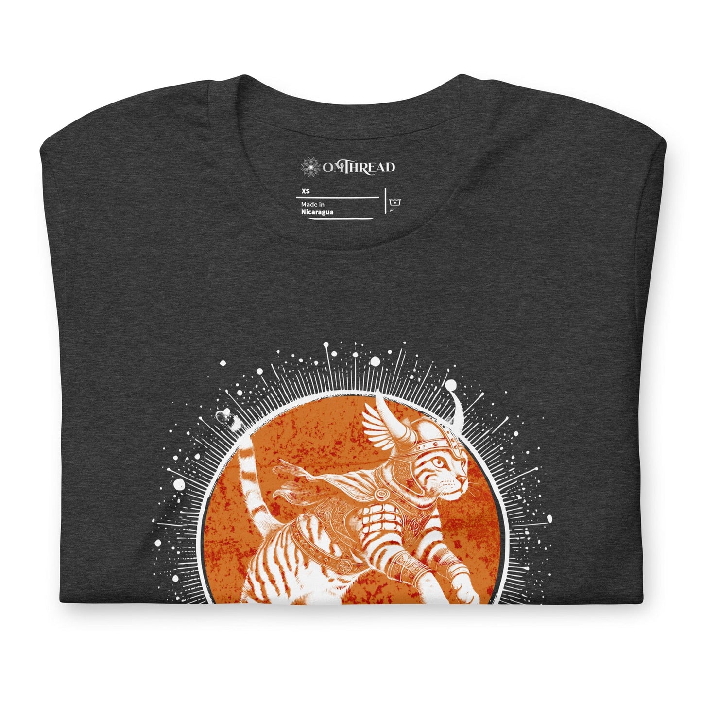 OMTHREAD Epic Warrior Cat T-Shirt | Norse Mythology-Inspired Graphic Tee
