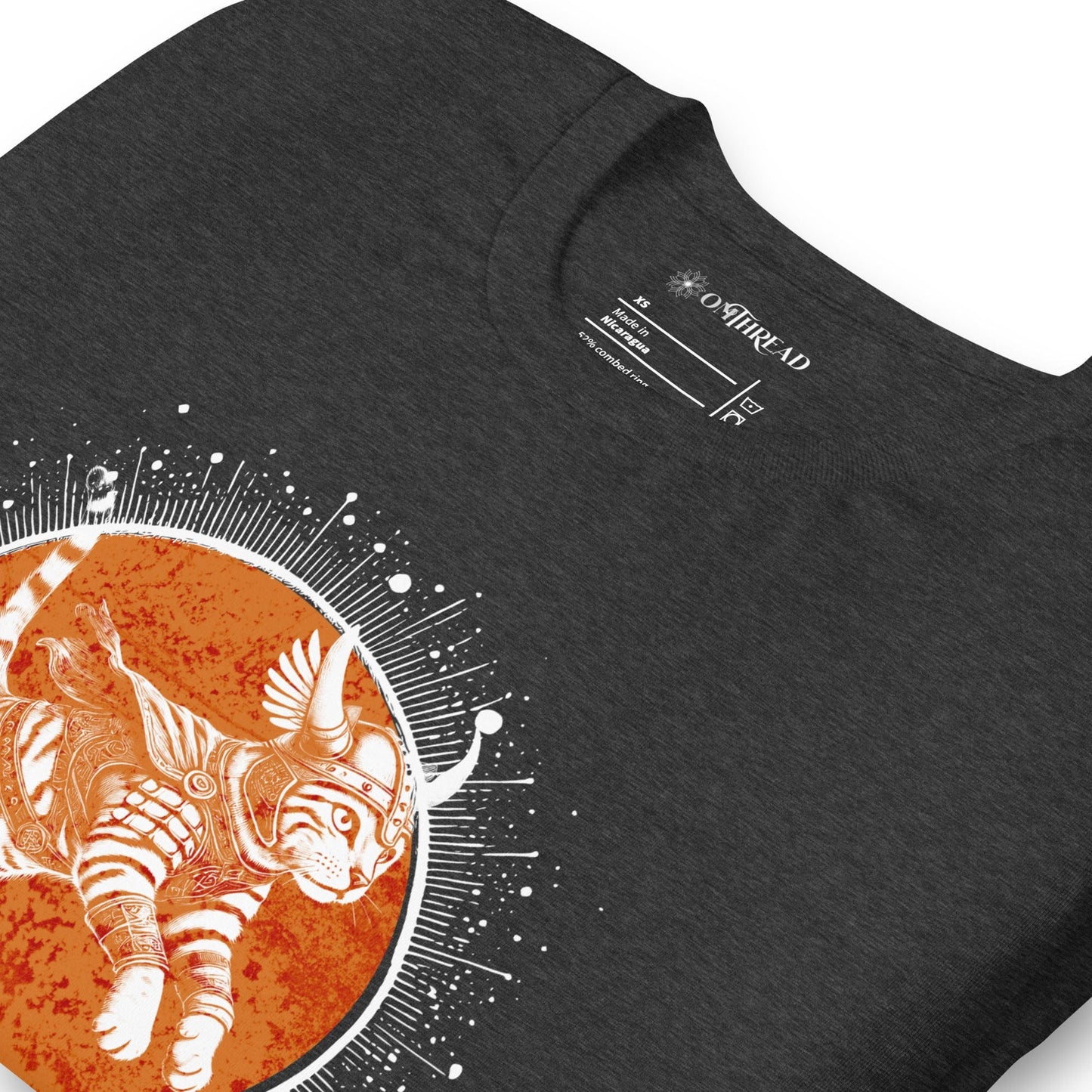 OMTHREAD Epic Warrior Cat T-Shirt | Norse Mythology-Inspired Graphic Tee