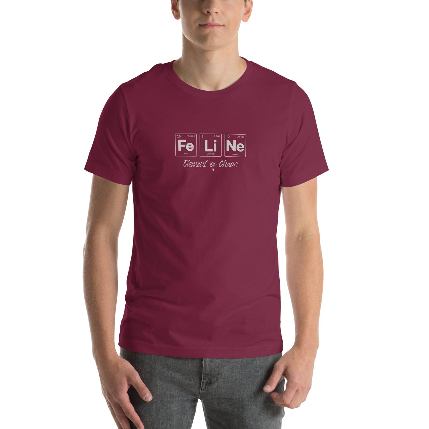 OMTHREAD FeLiNe Element of Chaos Tee | Chemistry Cat Pun Shirt | Fun Science Lover Gift