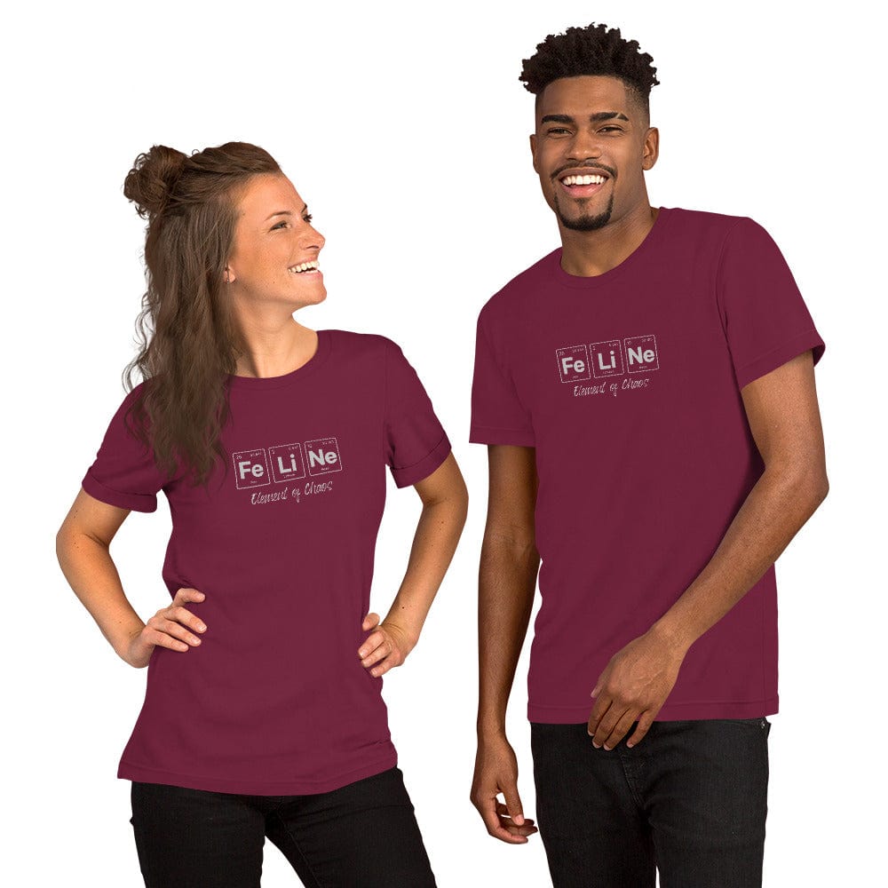 OMTHREAD FeLiNe Element of Chaos Tee | Chemistry Cat Pun Shirt | Fun Science Lover Gift