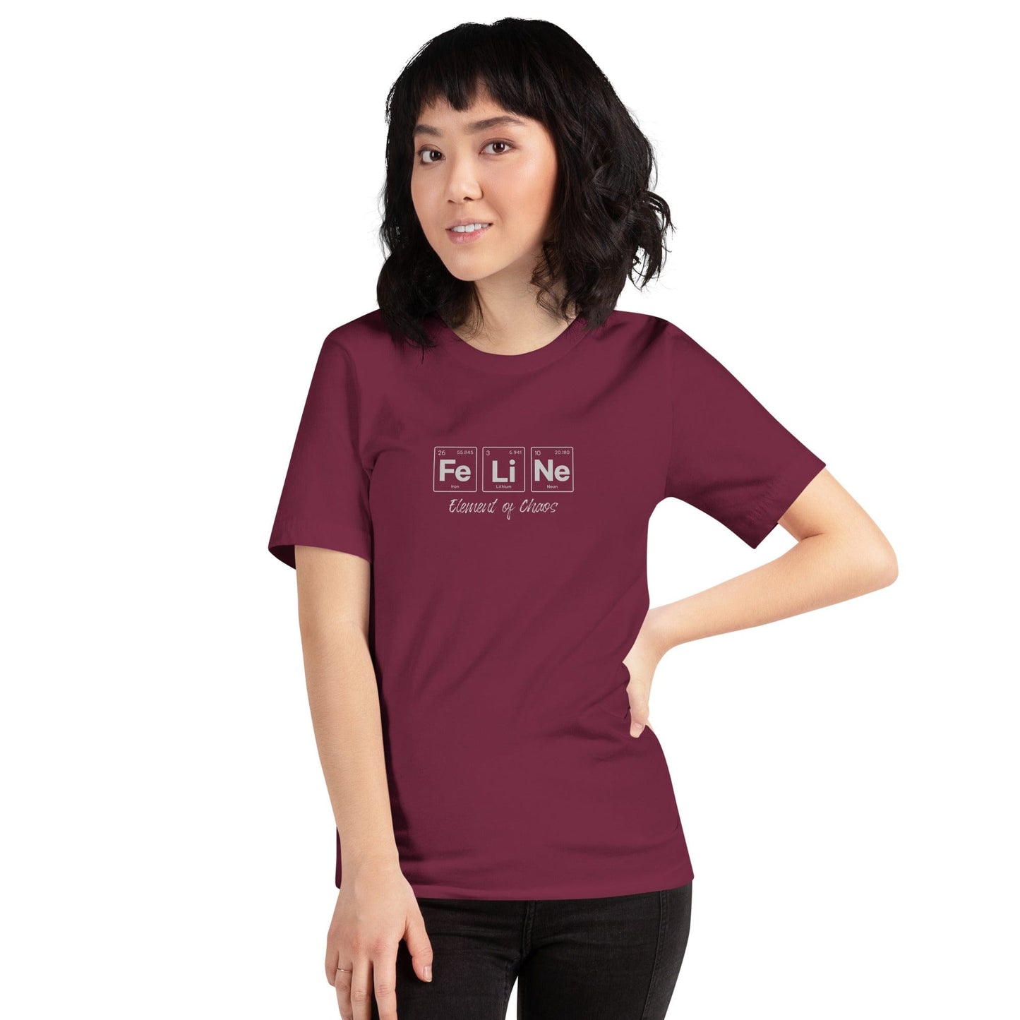 OMTHREAD FeLiNe Element of Chaos Tee | Chemistry Cat Pun Shirt | Fun Science Lover Gift