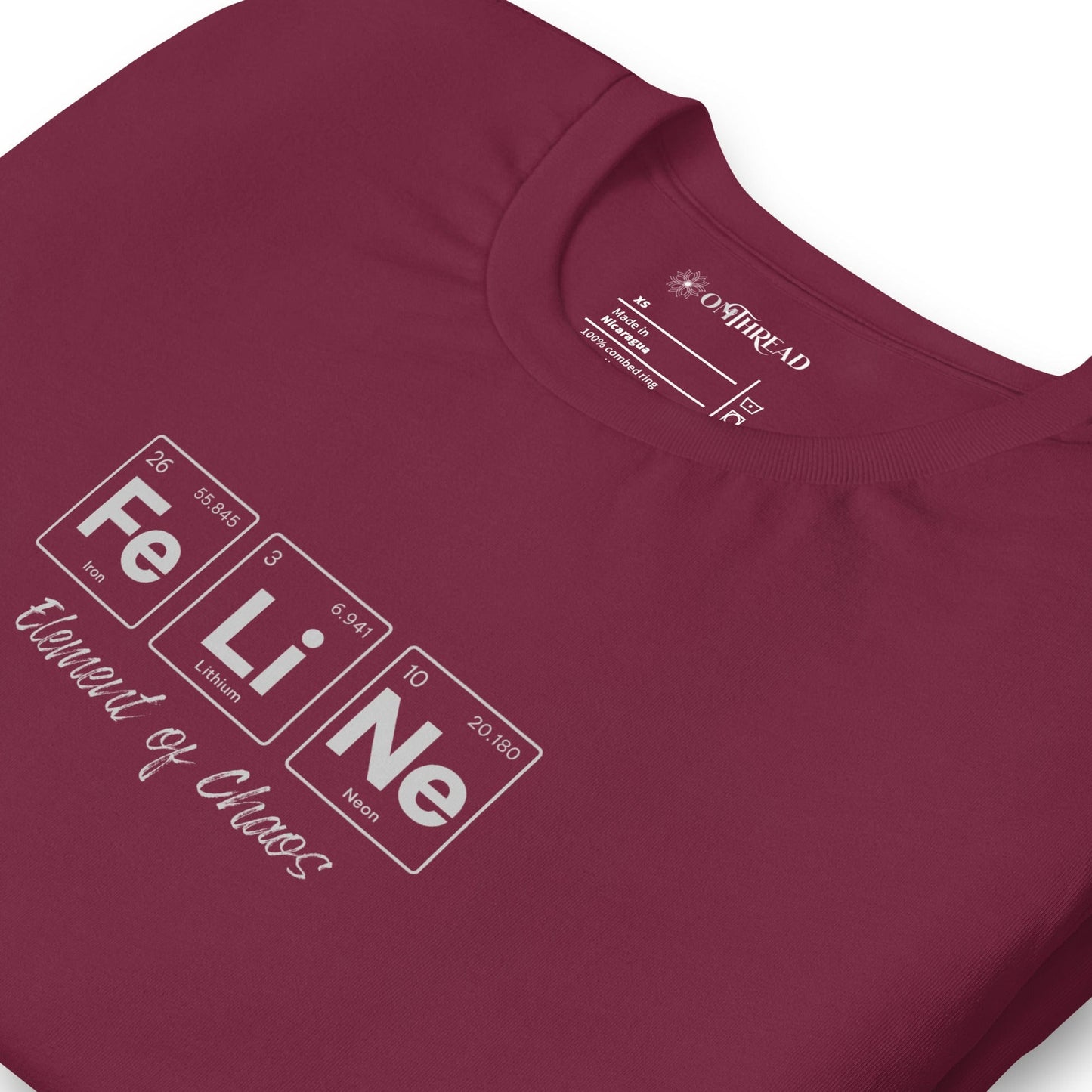 OMTHREAD FeLiNe Element of Chaos Tee | Chemistry Cat Pun Shirt | Fun Science Lover Gift