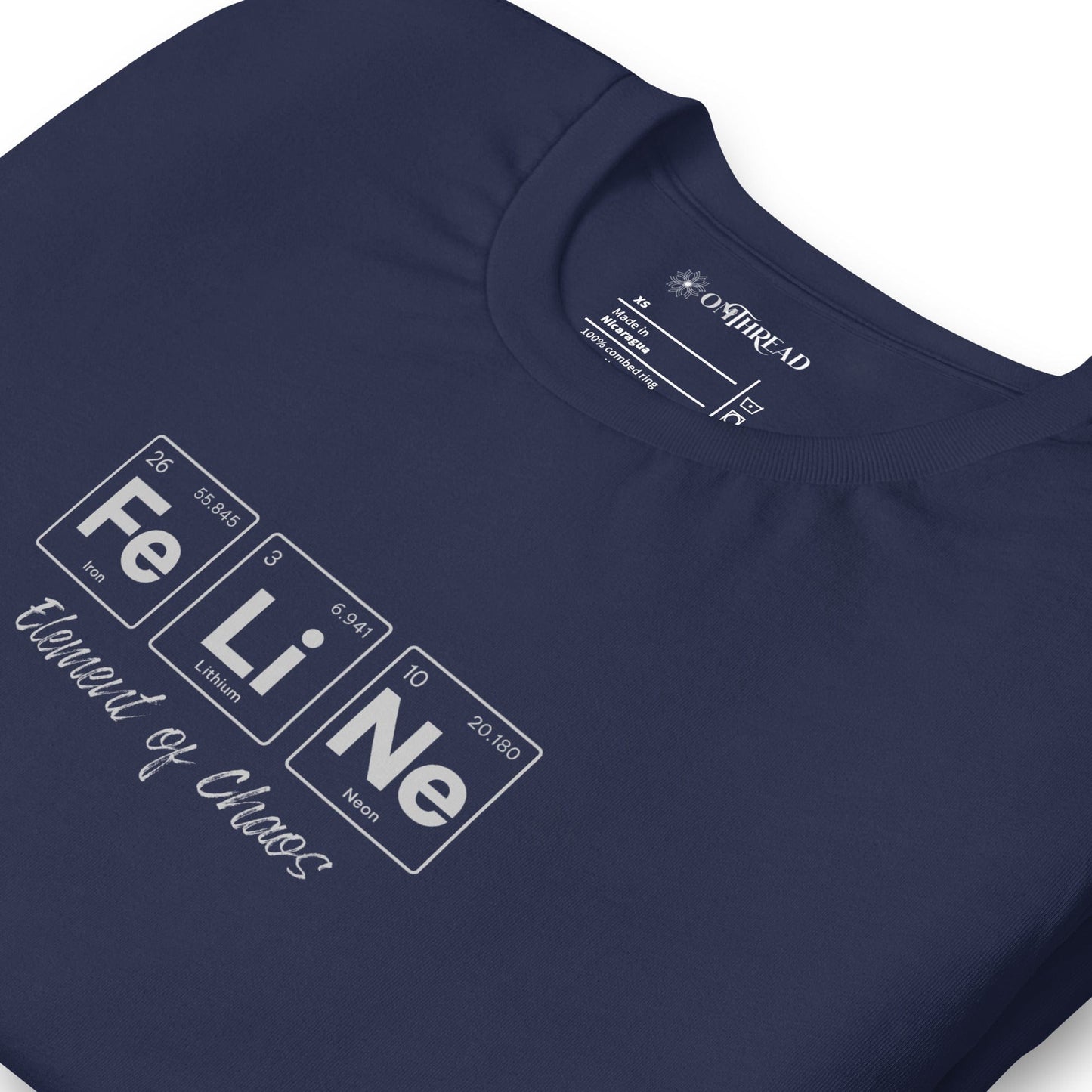 OMTHREAD FeLiNe Element of Chaos Tee | Chemistry Cat Pun Shirt | Fun Science Lover Gift