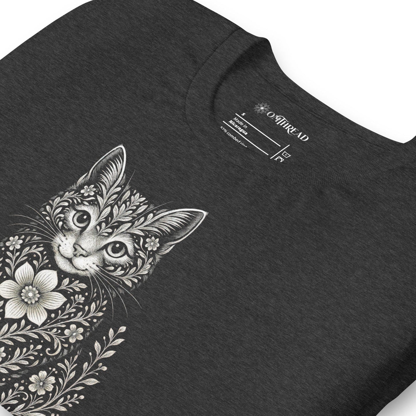 OMTHREAD Flower Child Cat Shirt Hippie Floral Cat Design